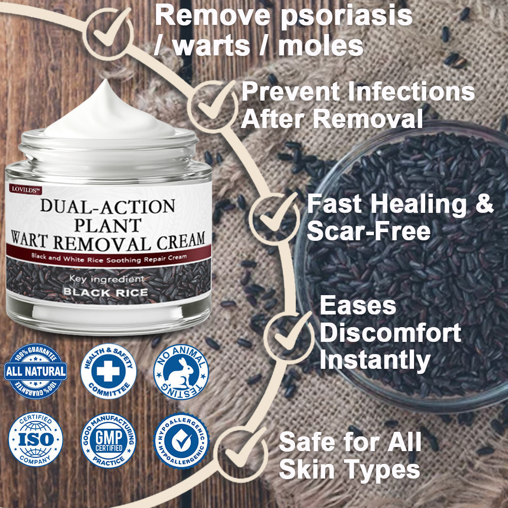 LOVILDS™Black Rice Skin Repair Essence Cream ⚕️ Health Canada Certified Certified (Eliminates warts and skin tags, relieves psoriasis, improves keratin build-up and follicular keratinization, fades pigmentation, sun spots & age spots)